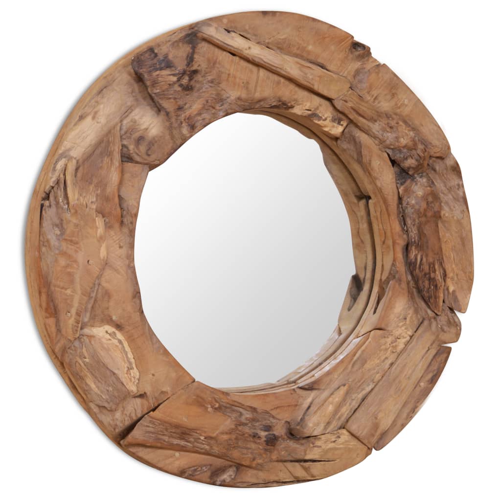 vidaXL peegel, tiikpuu, 60 cm, ümmargune