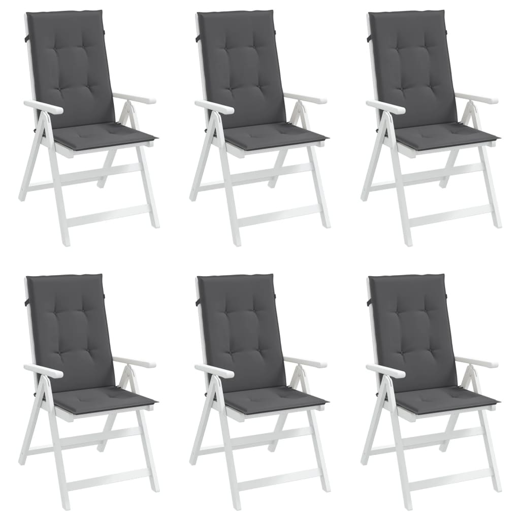 vidaXL kõrge seljatoega toolipadjad 6 tk antratsiit 120x50x3 cm kangas