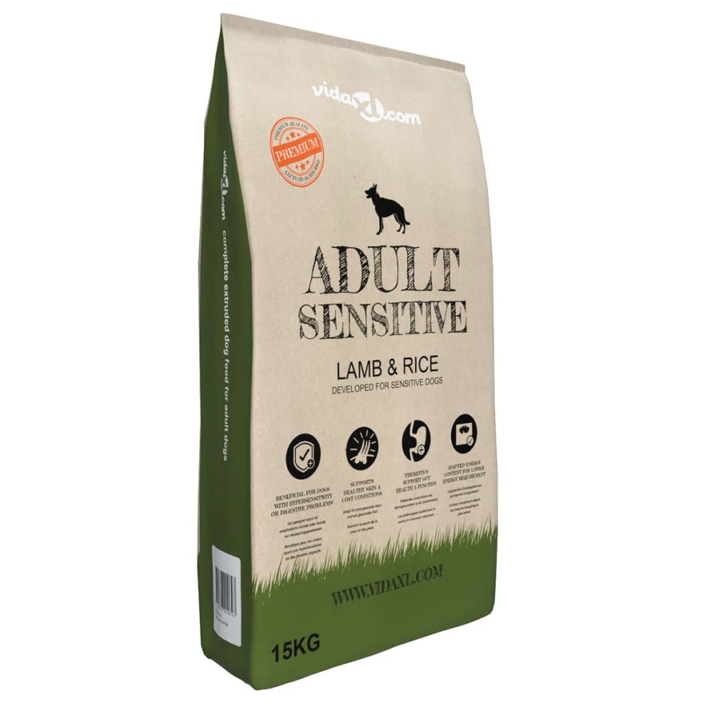 vidaXL Premium koerte kuivtoit "Adult Sensitive Lamb & Rice" 15 kg