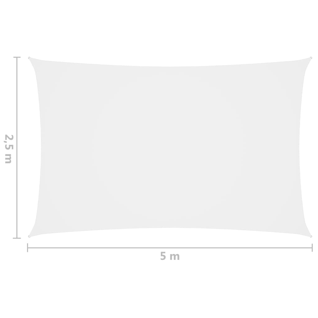 vidaXL oxford-kangast päikesepuri, ristkülikukujuline, 2,5 x 5 m valge