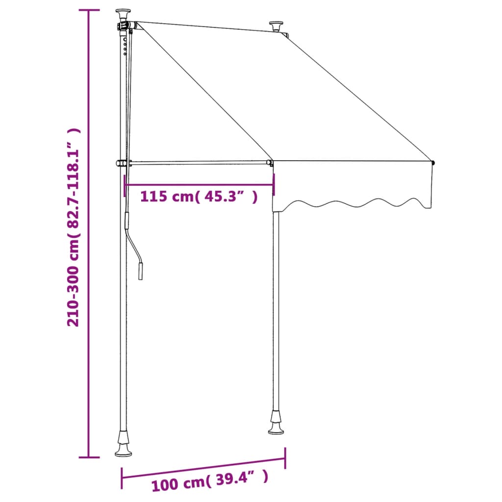 vidaXL sissetõmmatav varikatus, antratsiit, 100x150 cm, kangas/teras