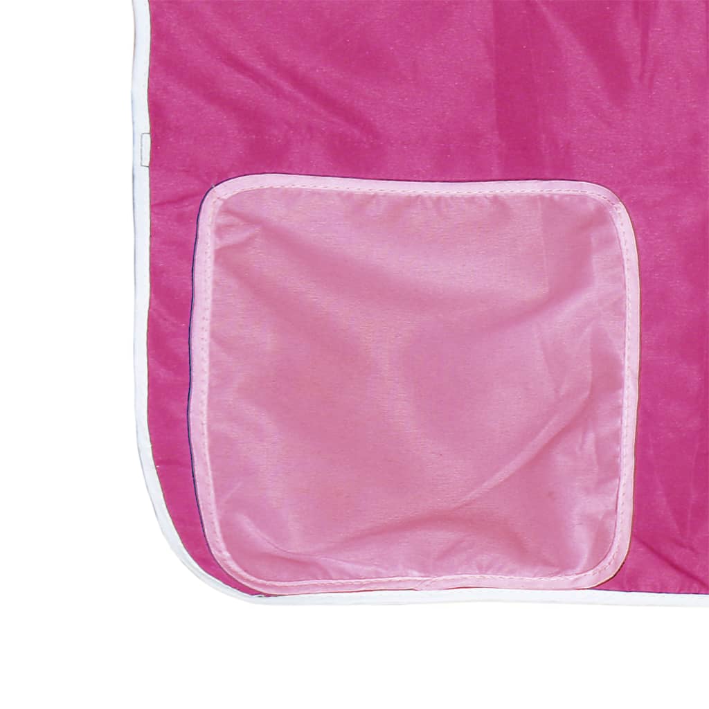 vidaXL laste kõrge voodi kardinatega, roosa, 90x200 cm, männipuit