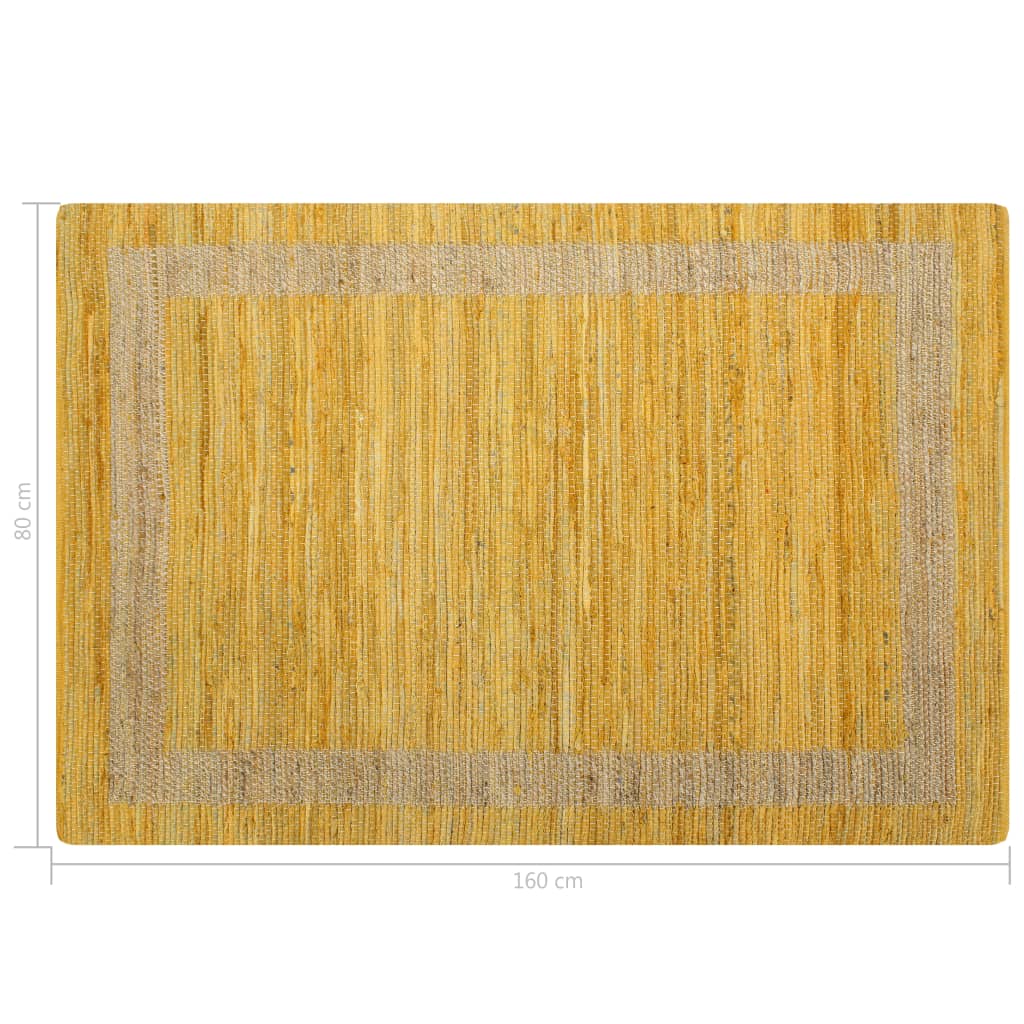 vidaXL käsitsi valmistatud džuutvaip kollane 80 x 160 cm