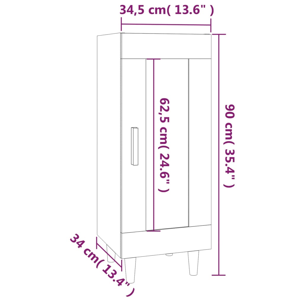 vidaXL puhvetkapp, betoonhall, 34,5 x 34 x 90 cm, tehispuit