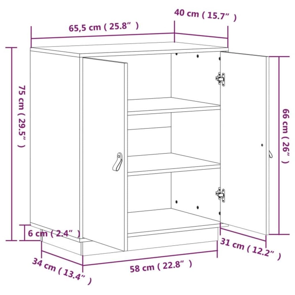 vidaXL puhvetkapp, 65,5 x 40 x 75 cm, männipuit