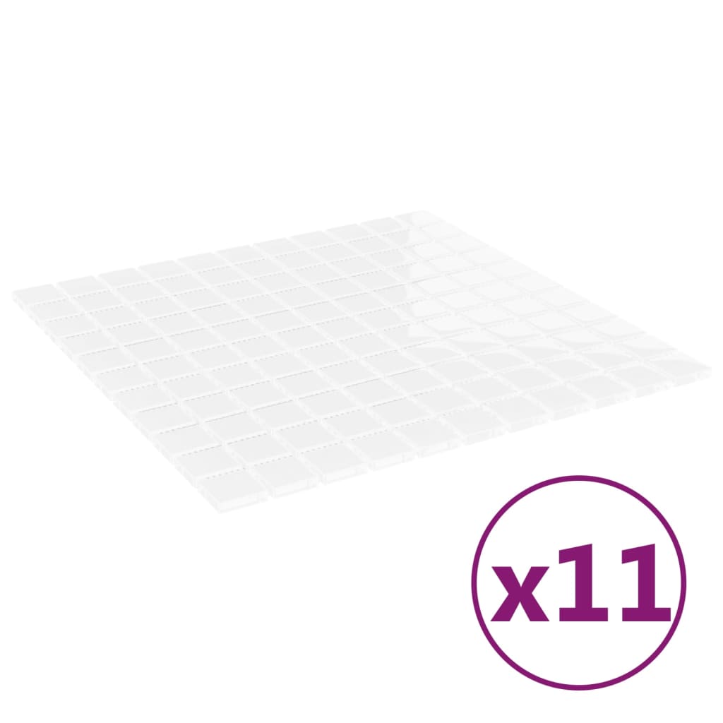 vidaXL mosaiikplaadid 11 tk valge 30x30 cm klaas