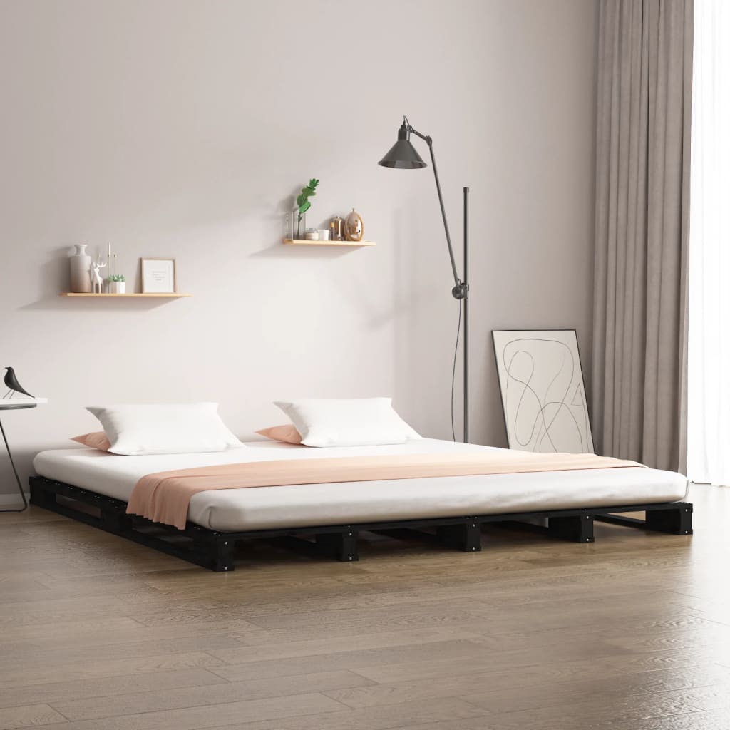 vidaXL kaubaalustest voodi, must, 135 x 190 cm, männipuit