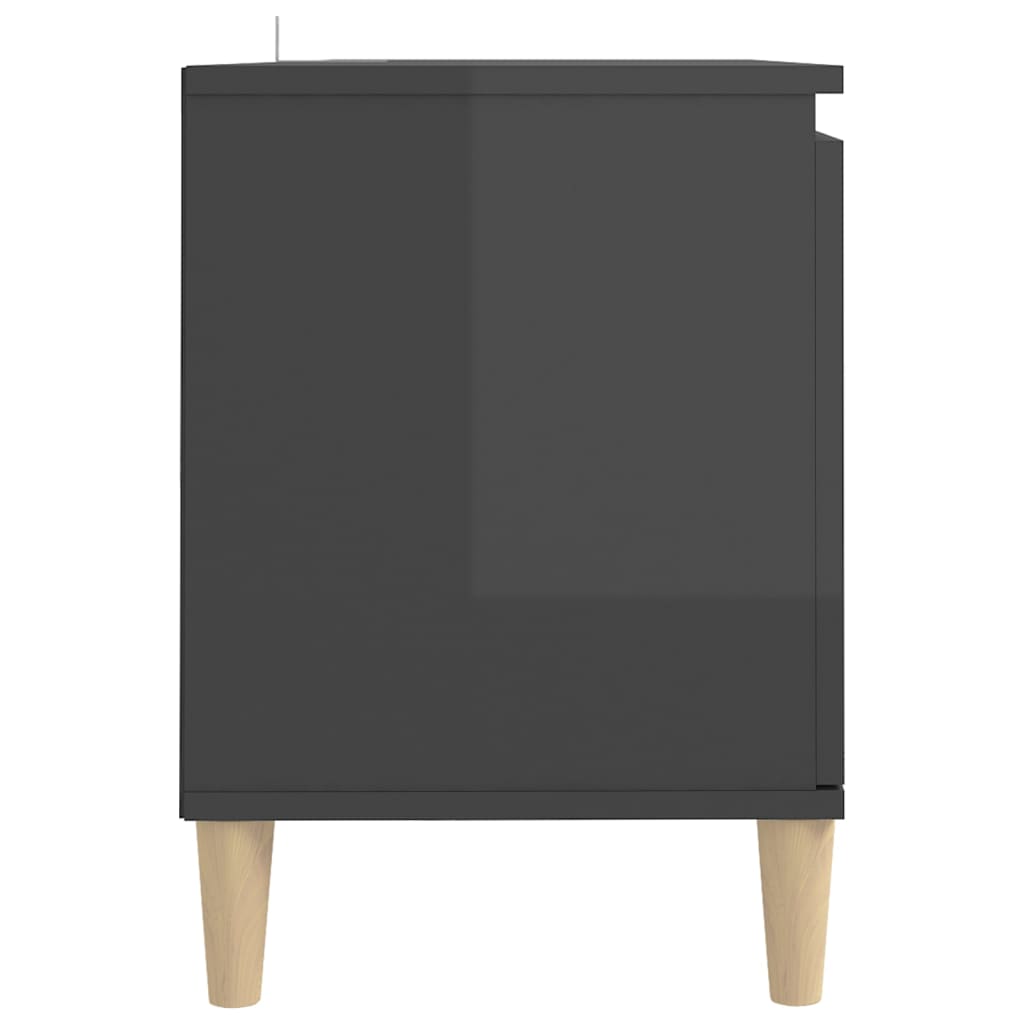 vidaXL puidust jalgadega telerikapp, kõrgläikega hall, 103,5x35x50 cm