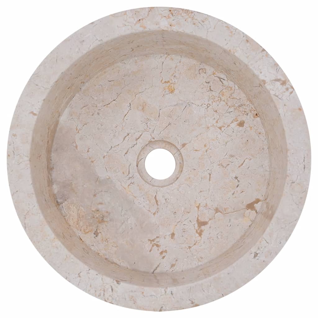 vidaXL valamu, kreemjas, Ø40 x 15 cm, marmor
