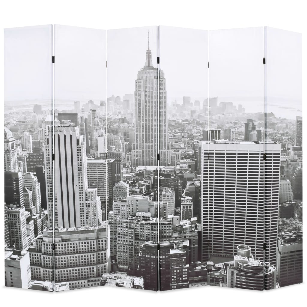 vidaXL kokkupandav sirm 228 x 170 cm, New York, must valge