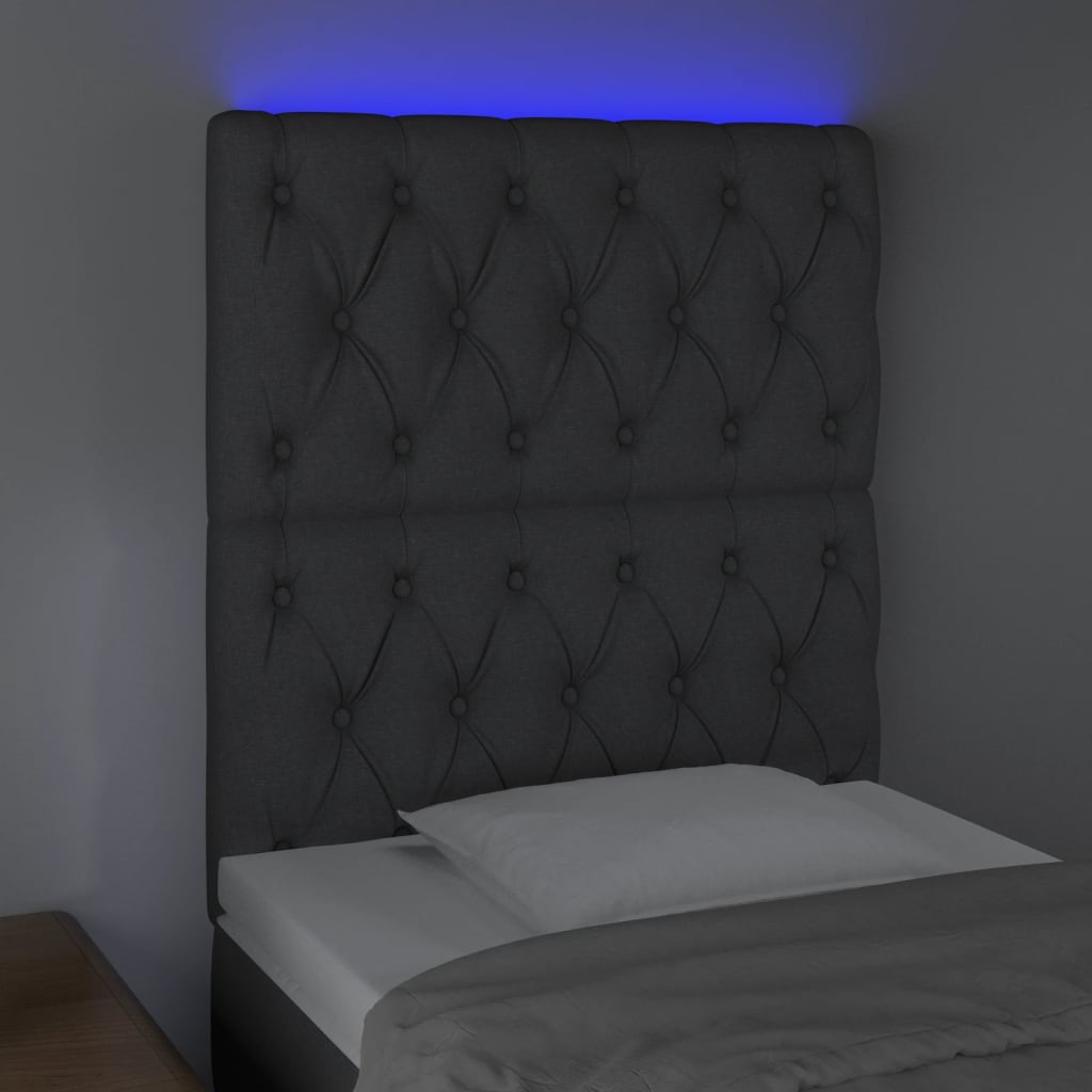 vidaXL LED-voodipeats, tumehall, 80x7x118/128 cm, kangas