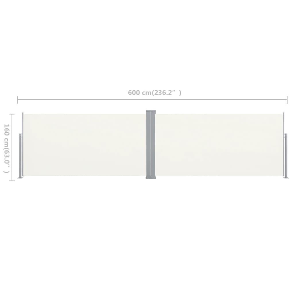 vidaXL lahtitõmmatav küljesein 160 x 600 cm, kreemjas valge