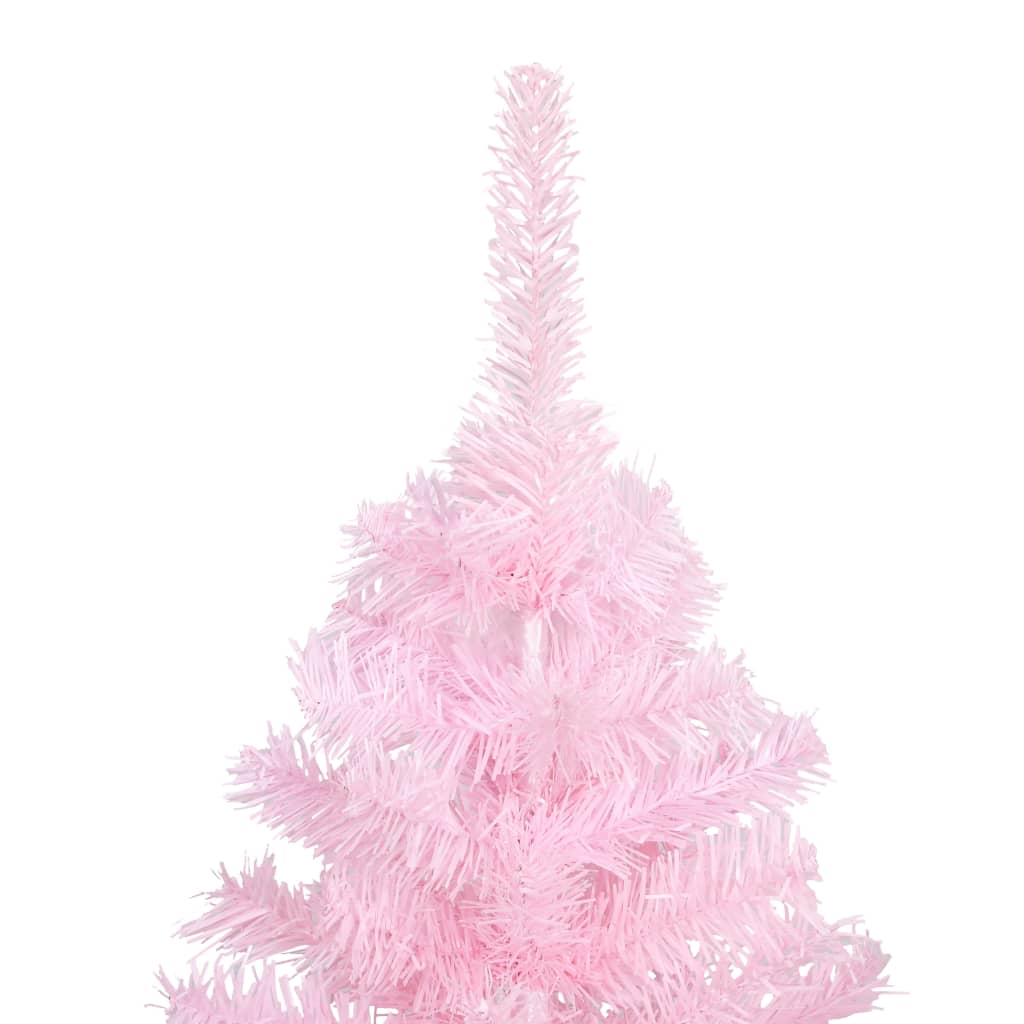 vidaXL valgustusega kunstkuusk kuulidega, roosa, 180 cm, PVC
