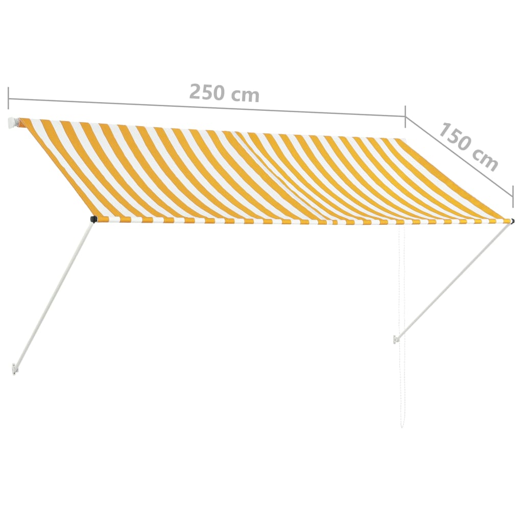 vidaXL kokkupandav varikatus, 250 x 150 cm, kollane ja valge