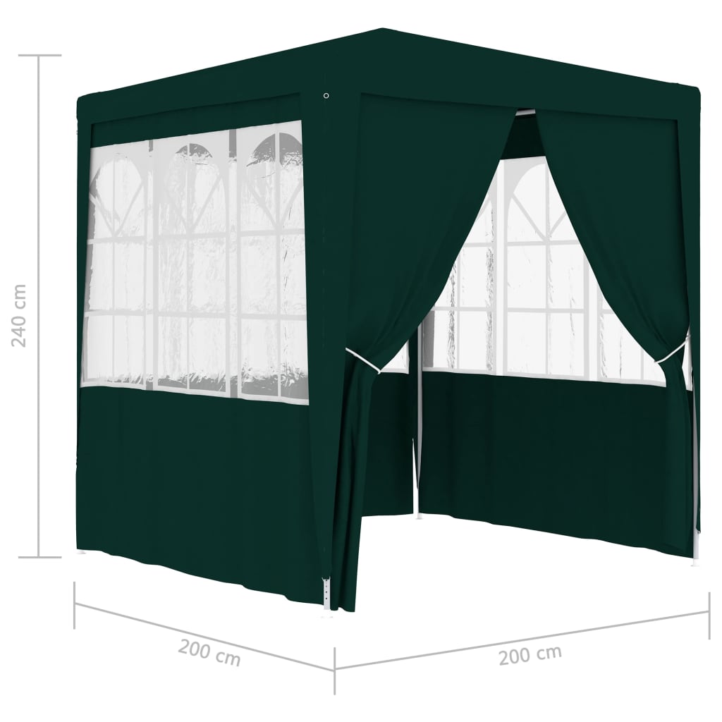 vidaXL professionaalne peotelk külgseintega, 2x2 m, roheline 90 g/m²