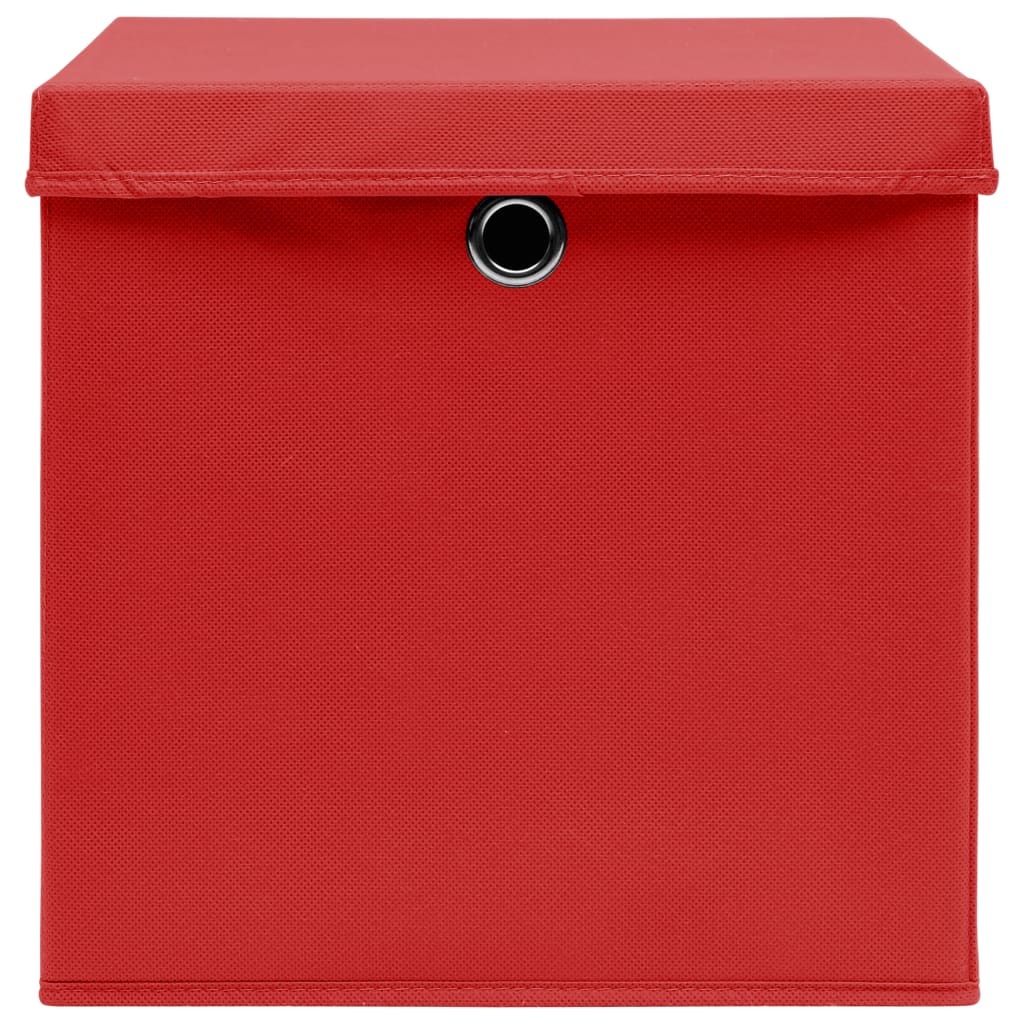 vidaXL hoiukastid kaanega 4 tk, 28 x 28 x 28 cm, punane