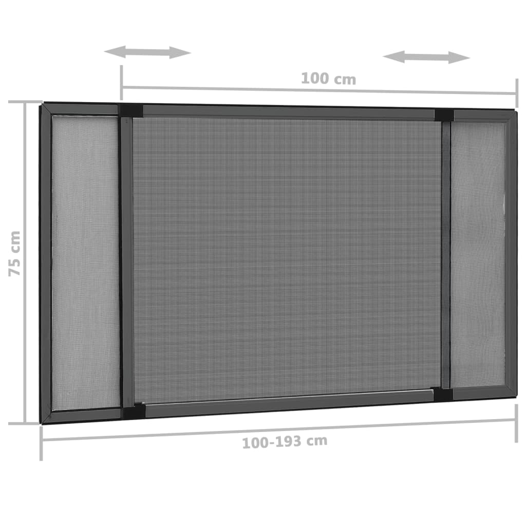 vidaXL laiendatav putukavõrk aknale, antratsiithall, (100-193) x 75 cm