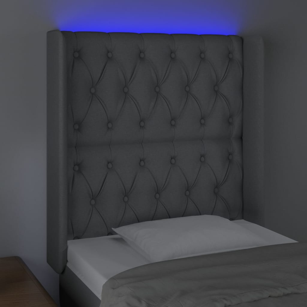 vidaXL LED-voodipeats, helehall, 83x16x118/128 cm, kangas