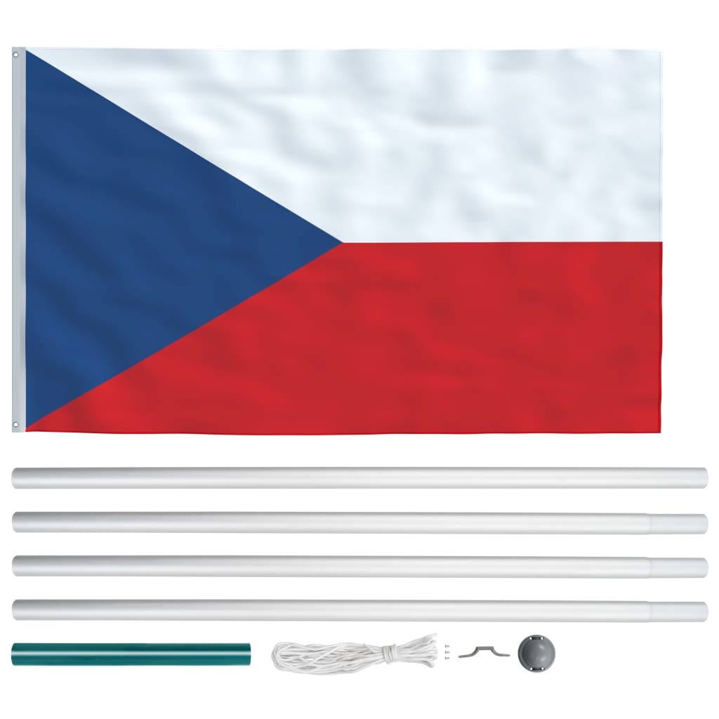 vidaXL Tšehhi Vabariigi lipp ja lipumast, alumiinium, 6,2 m