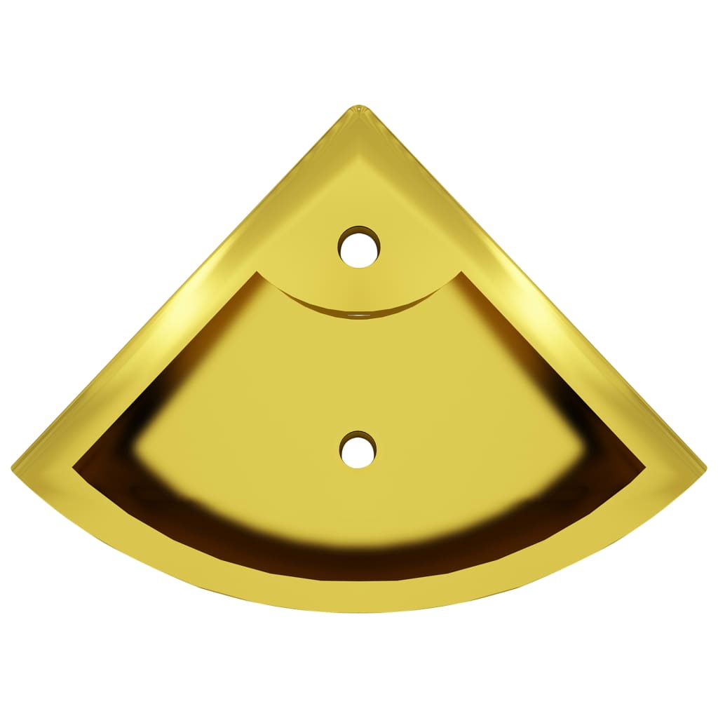 vidaXL valamu, ülevooluavaga 45 x 32 x 12,5 cm, keraamiline, kuldne