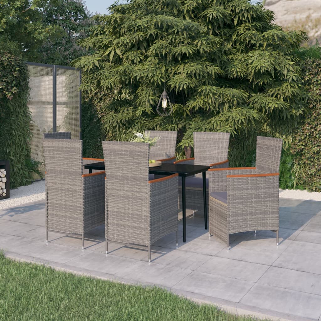 vidaXL 7-osaline aiamööbli komplekt istmepatjadega, hall