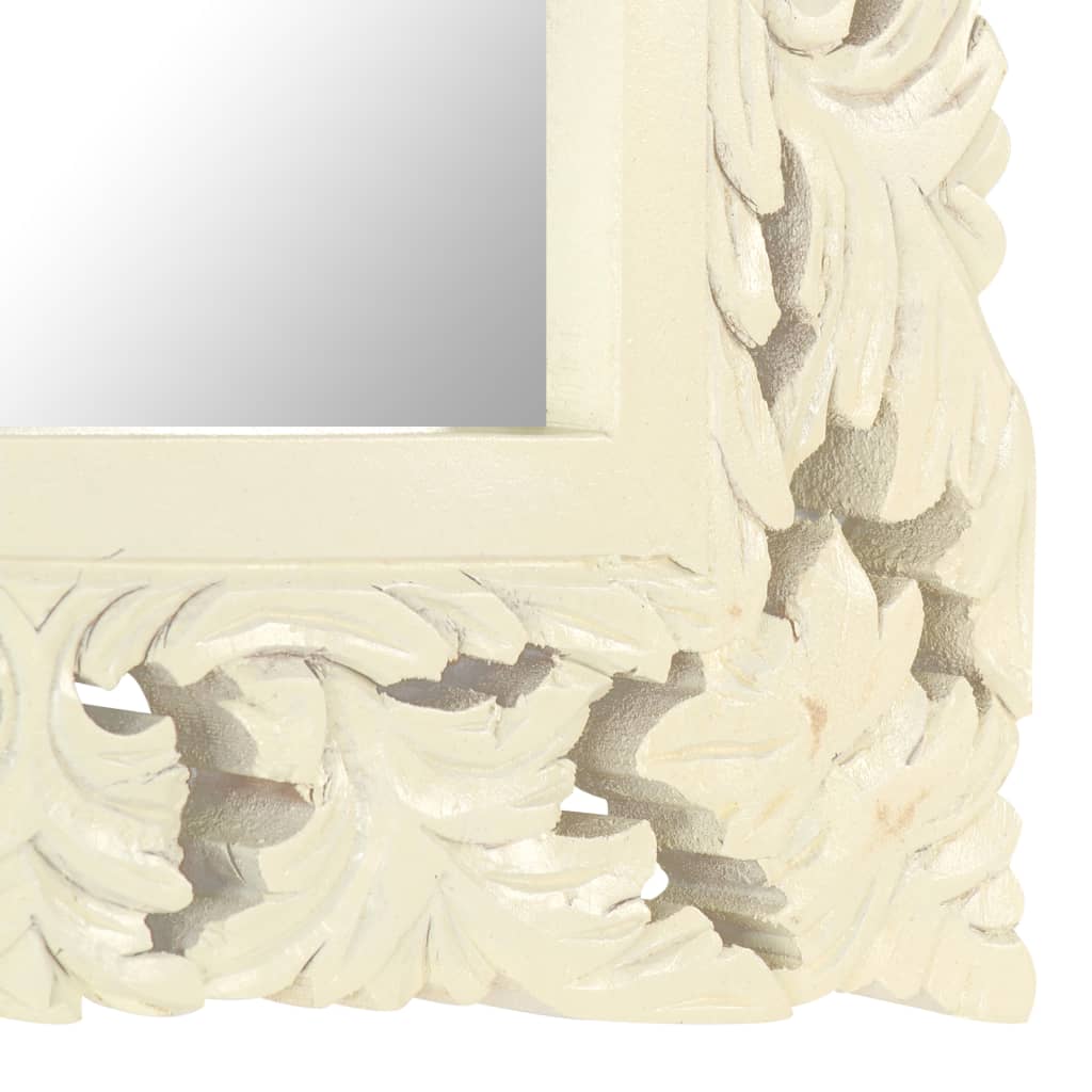 vidaXL, käsitsi nikerdatud peegel, valge, 50 x 50 cm, mangopuit