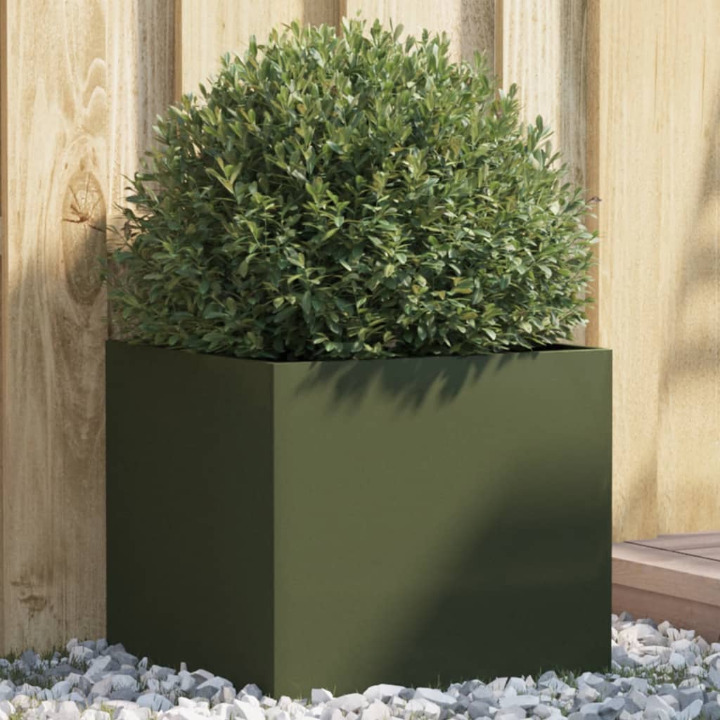 vidaXL taimekast oliiviroheline 42x40x39 cm, külmvaltsitud teras