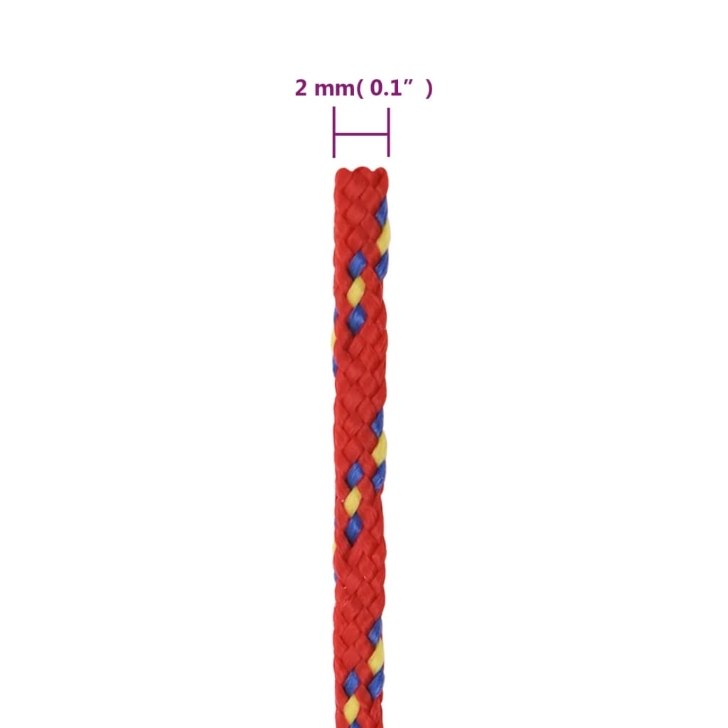 vidaXL paadiköis, punane, 2 mm, 25 m, polüpropüleen