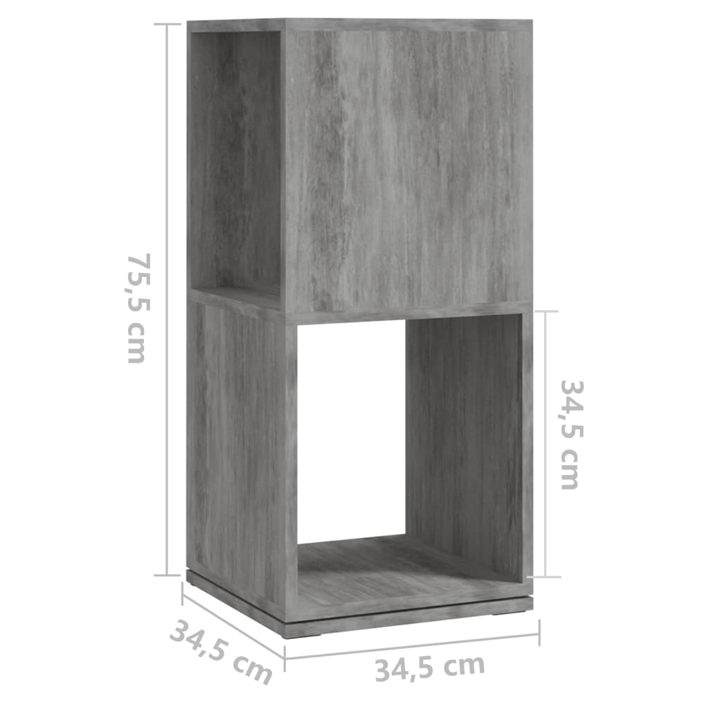vidaXL pööratav kapp, betoonhall, 34,5x34,5x75,5 cm, puitlaastplaat