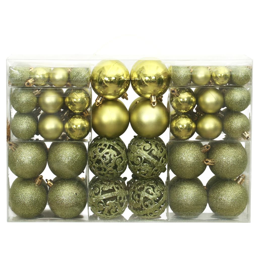 vidaXL jõulukuulid 100 tk, heleroheline, 3 / 4 / 6 cm