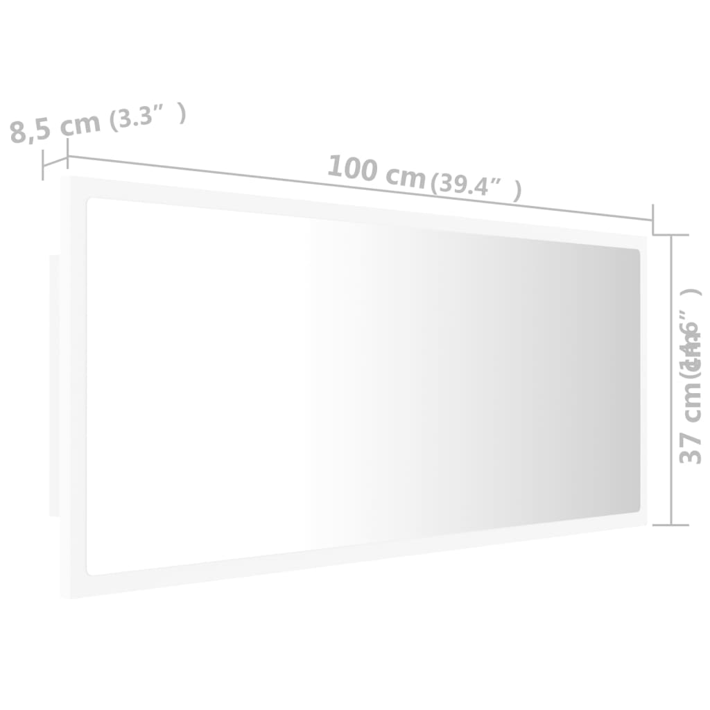 vidaXL LED vannitoa peeglikapp, valge, 100x8,5x37 cm, akrüül