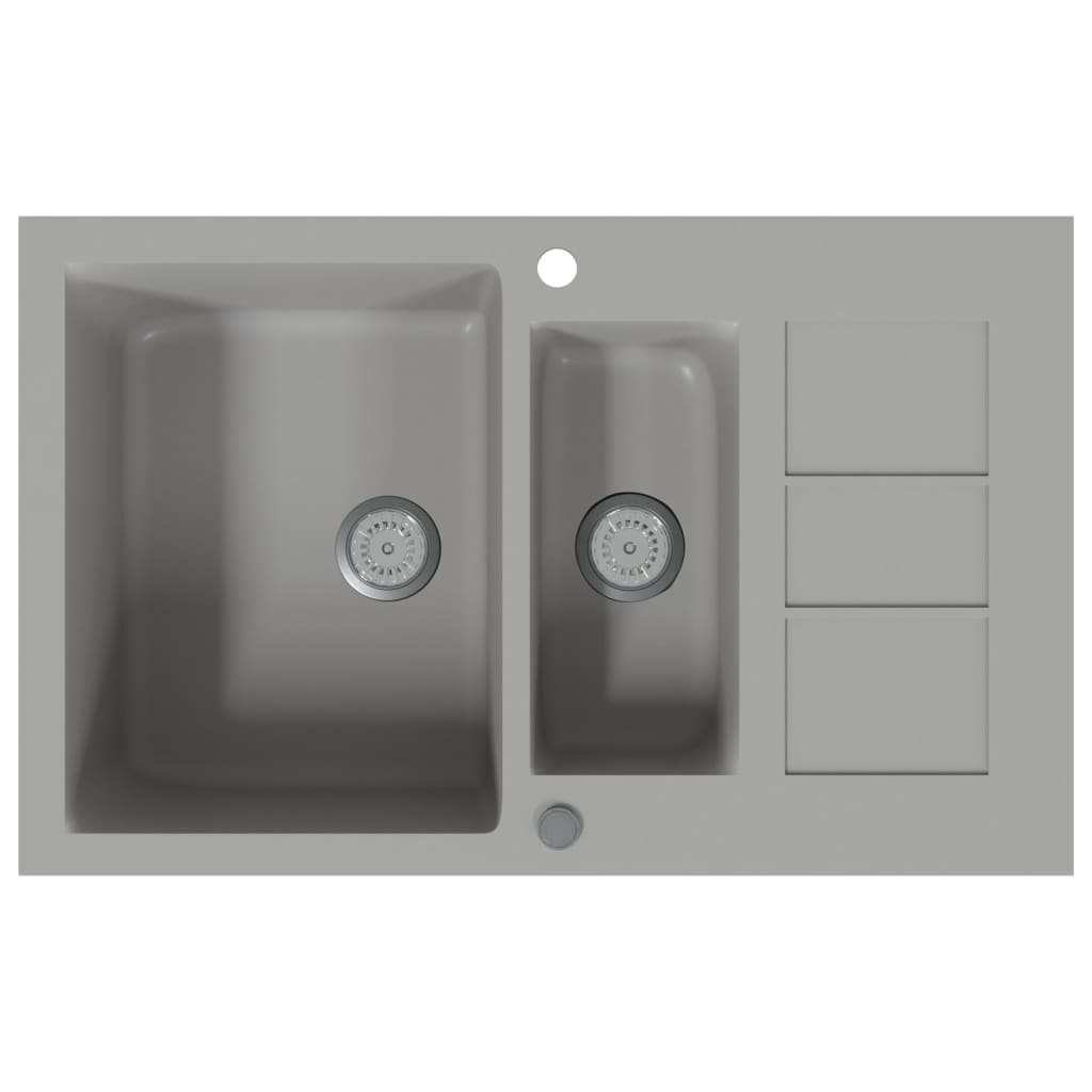 vidaXL köögivalamu, kaks kraanikaussi, hall, graniit