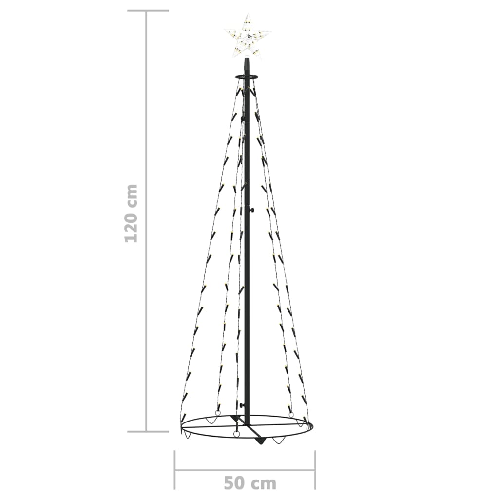 vidaXL koonusekujuline jõulupuu 70 sooja valget LEDi, 50x120 cm