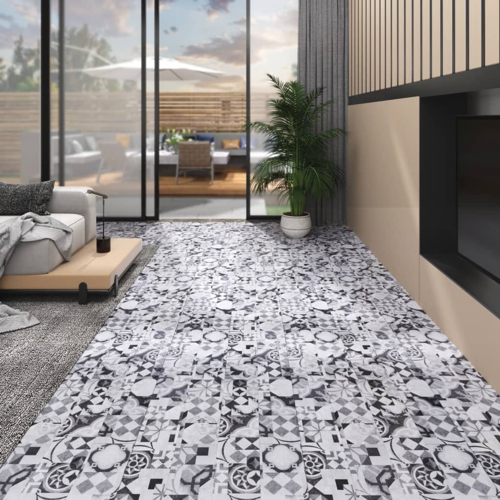 vidaXL PVC-st põrandalauad 5,02 m², 2 mm, iseliimuv, hall muster