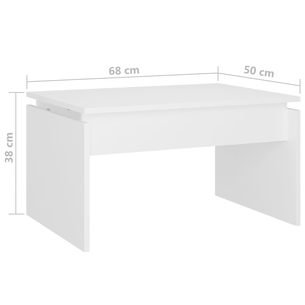vidaXL kohvilaud, valge, 68x50x38 cm, puitlaastplaat