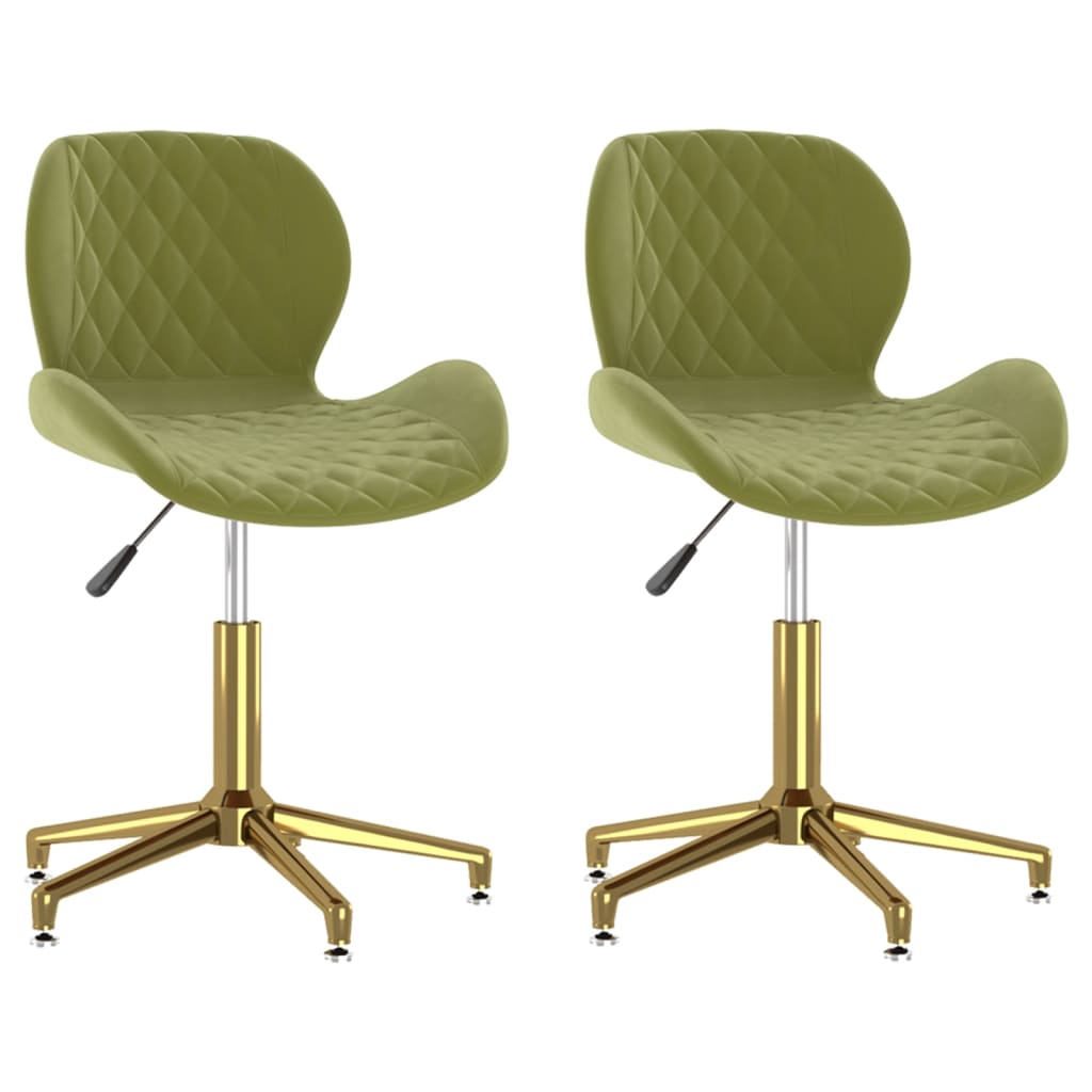 335053 vidaXL Swivel Dining Chairs 2 pcs Light Green Velvet