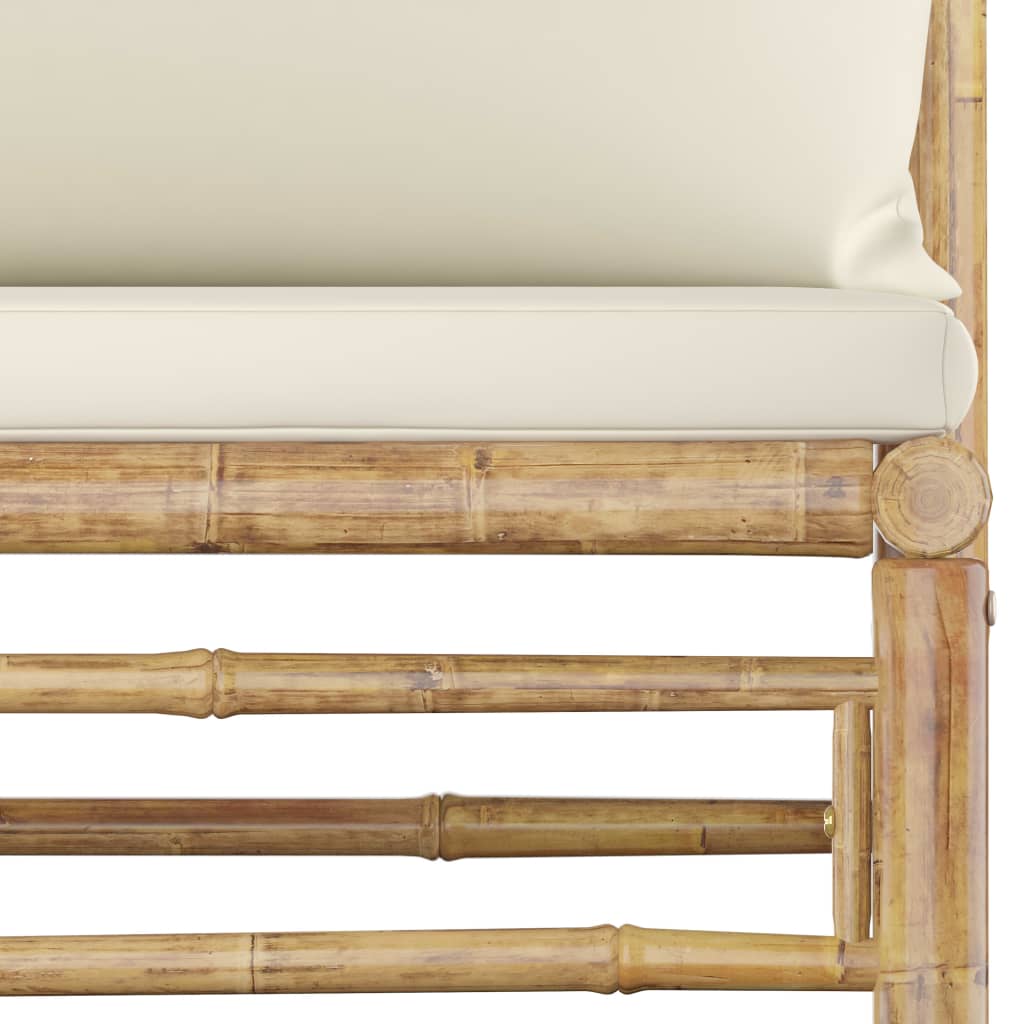vidaXL 7-osaline aiamööbli komplekt kreemjasvalgete patjadega, bambus
