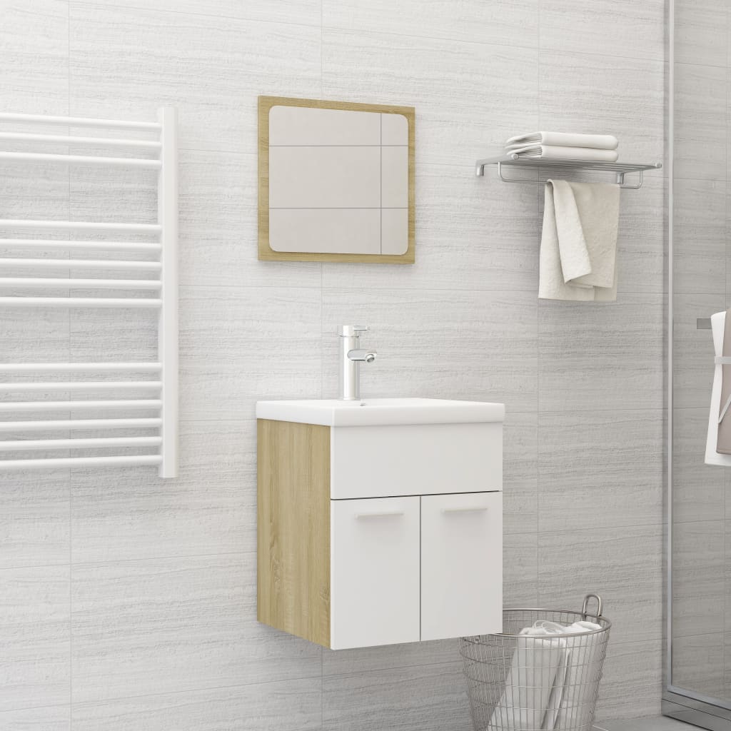 vidaXL 2-osaline vannitoamööbli komplekt, valge Sonoma, puitlaastplaat