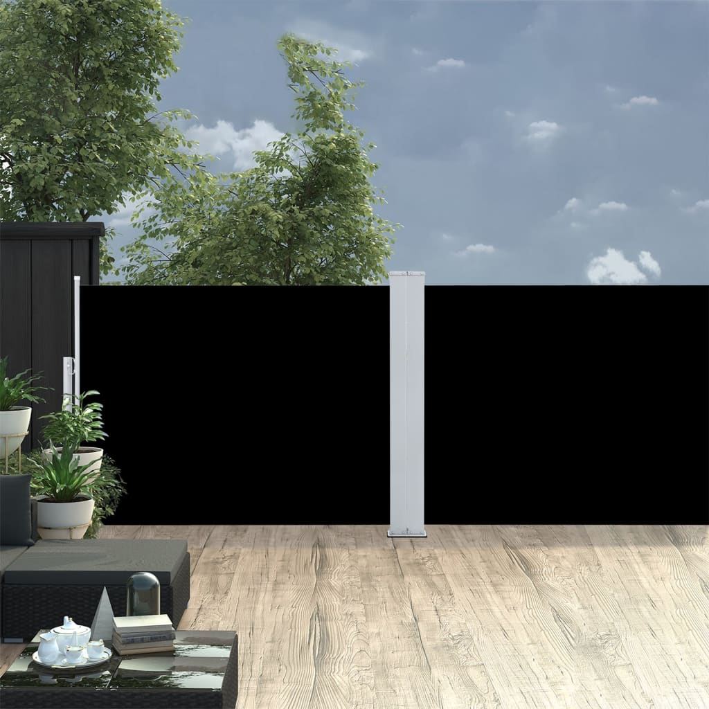 vidaXL lahtitõmmatav külgsein, must, 120 x 1000 cm