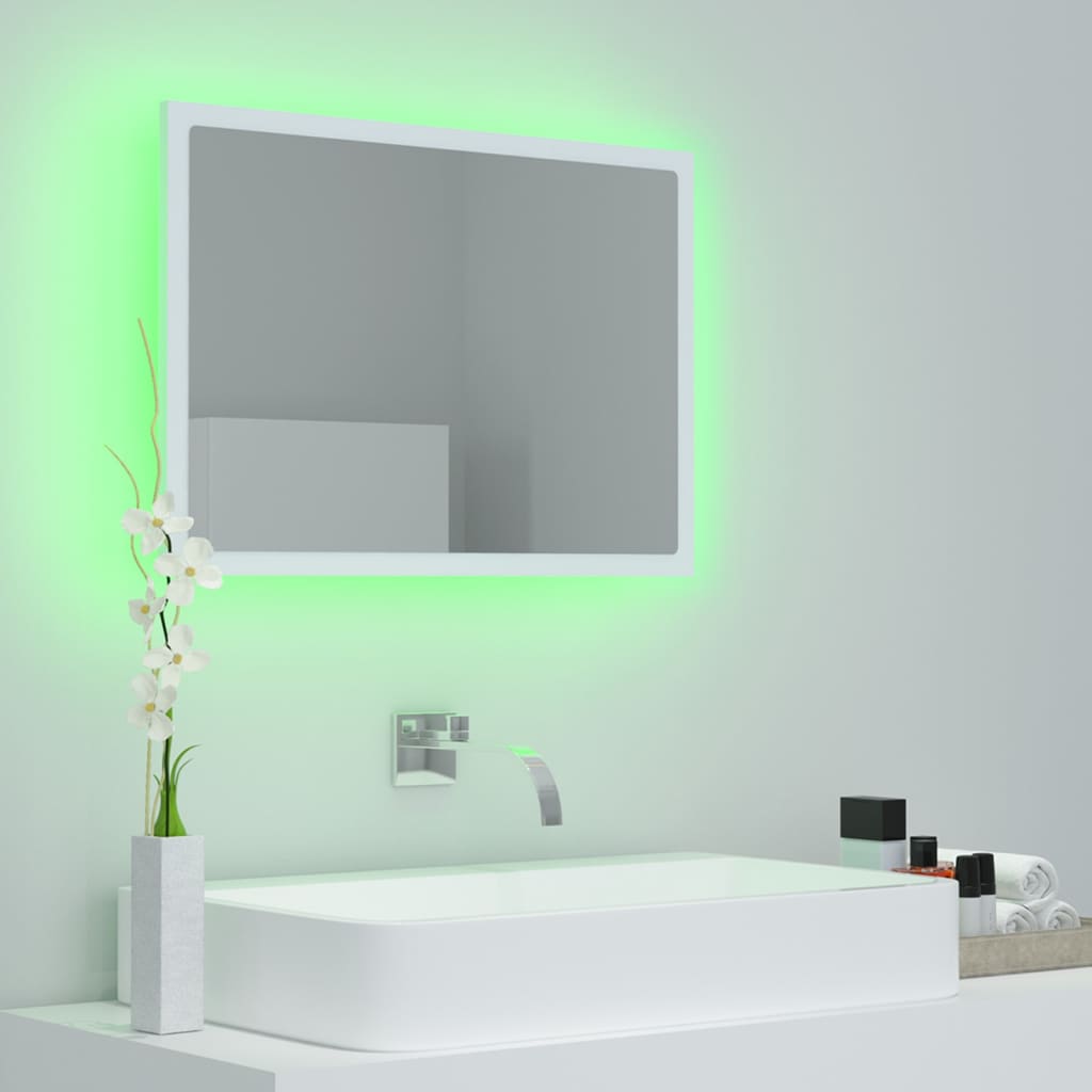 vidaXL LED vannitoa peeglikapp valge 60x8,5x37 cm puitlaastplaat