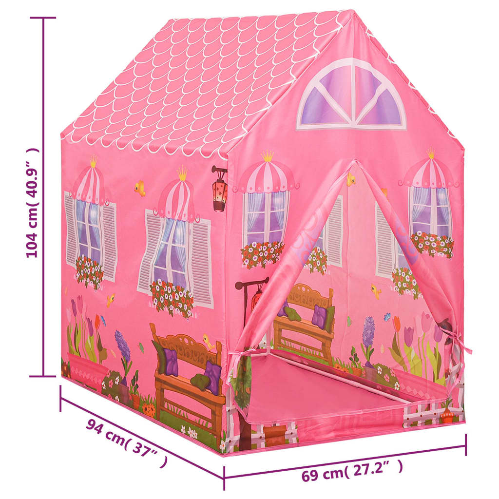 vidaXL laste mängutelk, roosa, 69 x 94 x 104 cm