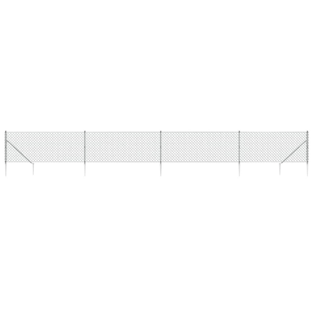 vidaXL võrkaed vaiadega, hõbedane, 0,8 x 10 m