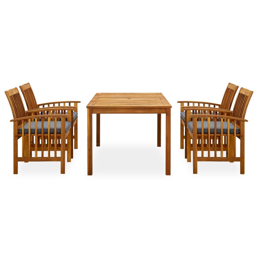 3058088 vidaXL 5 Piece Garden Dining Set with Cushions Solid Acacia Wood (45962+2x312130)