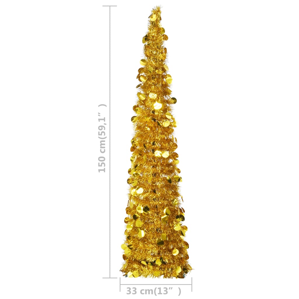 vidaXL pop-up kunstkuusk, kuldne 150 cm PET