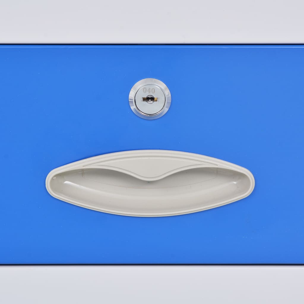 vidaXL kontorikapp 4 uksega, metall, 90 x 40 x 180 cm, hall ja sinine