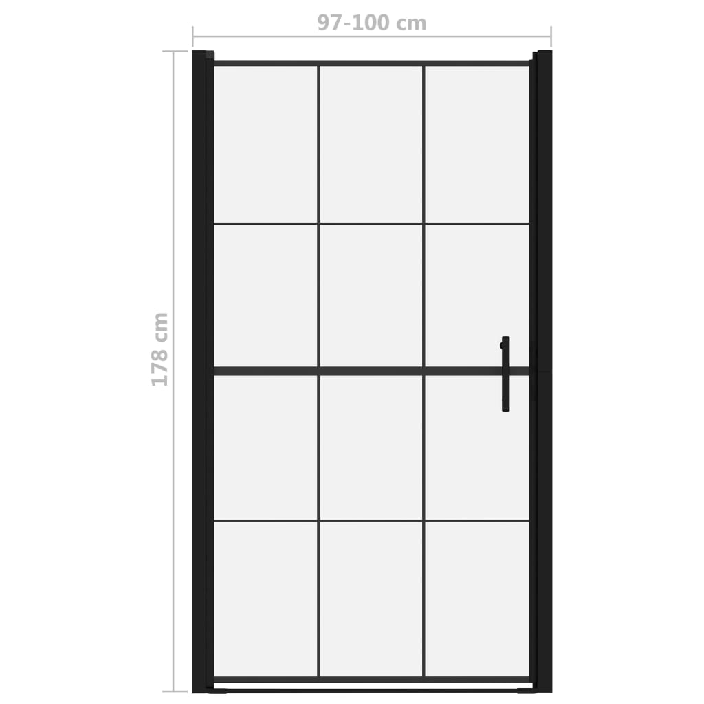 vidaXL dušinurga uks, karastatud klaas, 100 x 178 cm, must
