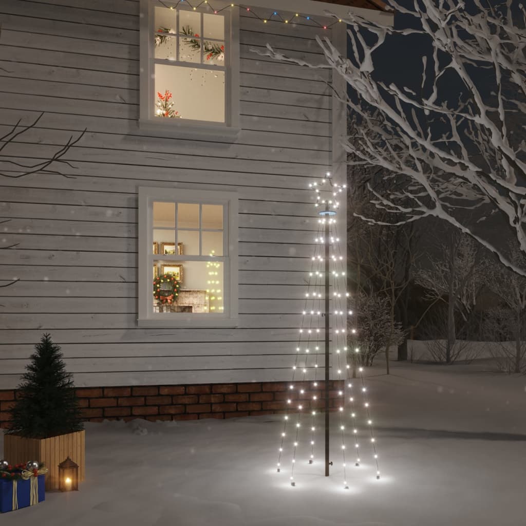 vidaXL jõulupuu vaiaga, külm valge, 108 LEDi, 180 cm