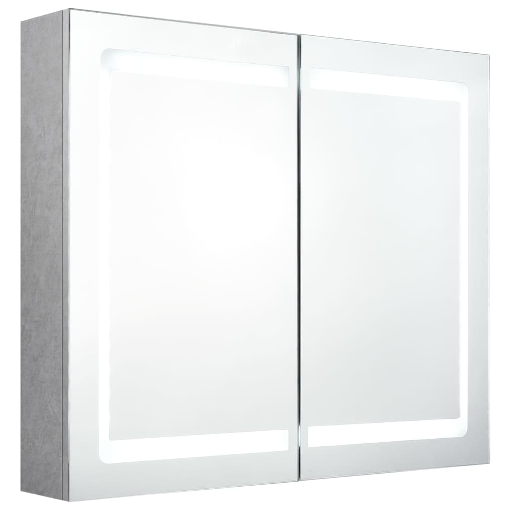 vidaXL LED vannitoa peegelkapp, betoonhall, 80 x 12 x 68 cm