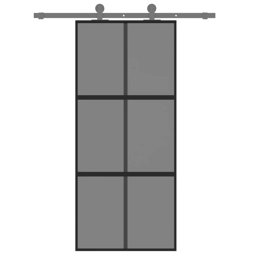 vidaXL liuguks, must, 90 x 205 cm, karastatud klaas ja alumiinium