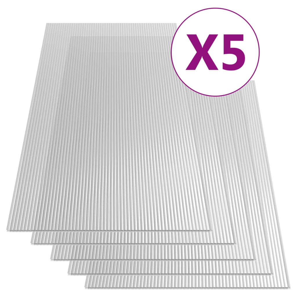 vidaXL polükarbonaadi lehed 5 tk, 4,5 mm, 150 x 65 cm